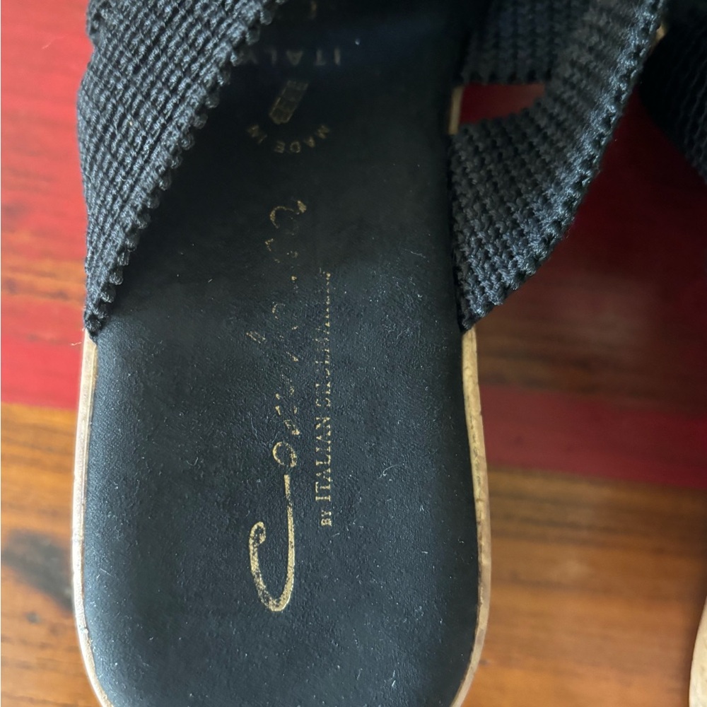 Contessa Italian Shoemakers Black Woven Wedge Sandals 8.5 - Picture 3 of 13